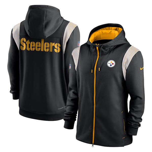 Men's Pittsburgh Steelers Black Zipper Hoodie